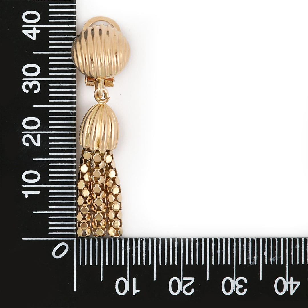 Women's 18 Karat Yellow Gold Tassel Clip On Earrings  For Sale