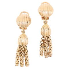 Vintage 18 Karat Yellow Gold Tassel Clip On Earrings 