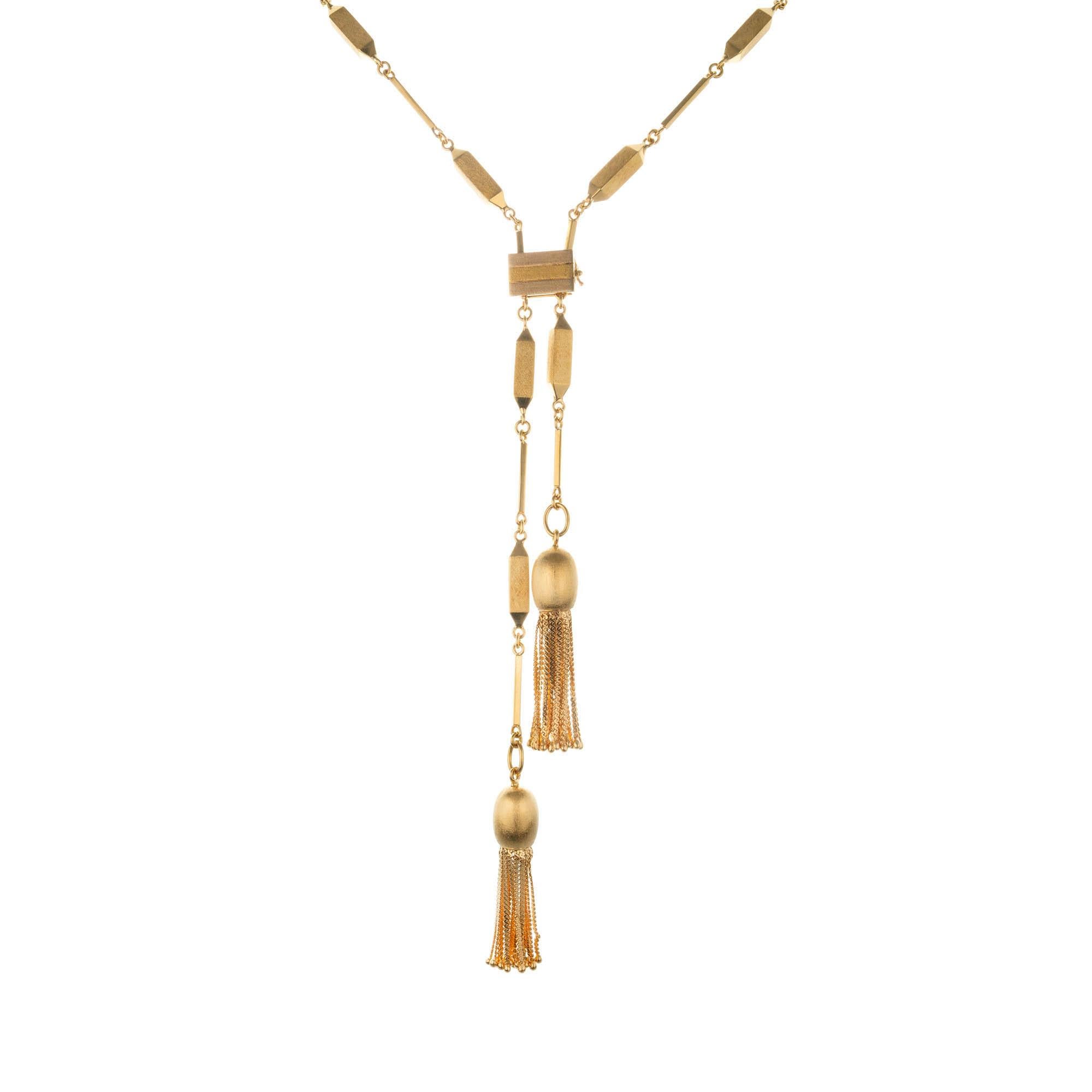 18 Karat Yellow Gold Tassel Necklace