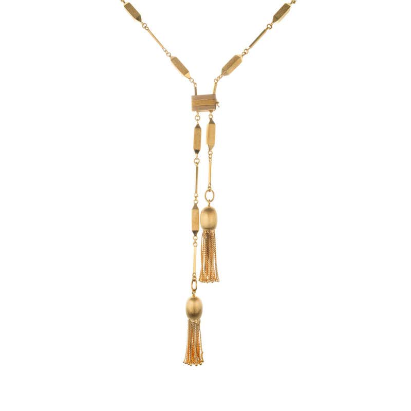 18 Karat Yellow Gold Tassel Necklace at 1stDibs