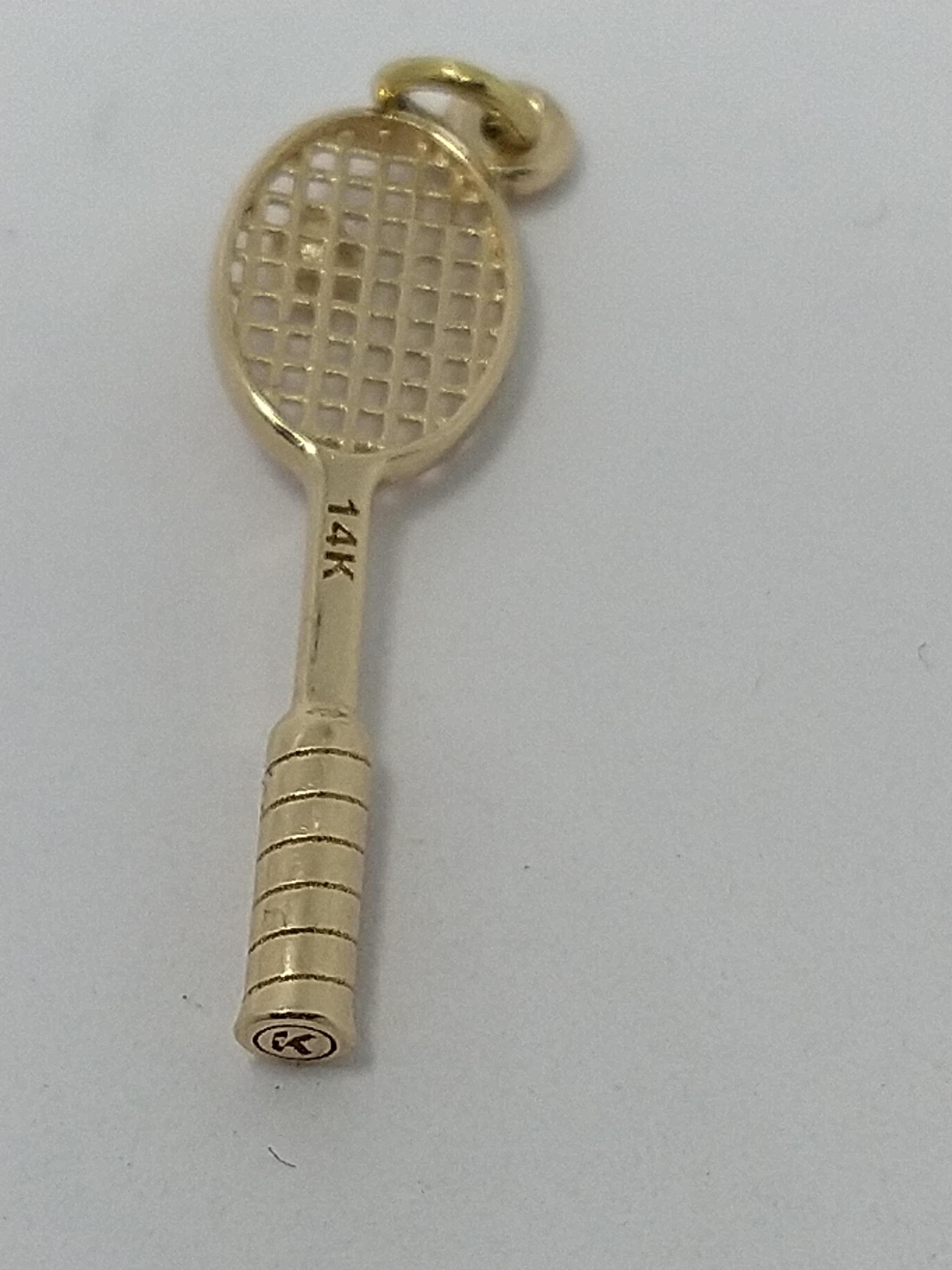 Dije de raqueta de tenis de oro amarillo de 18 quilates en venta 4