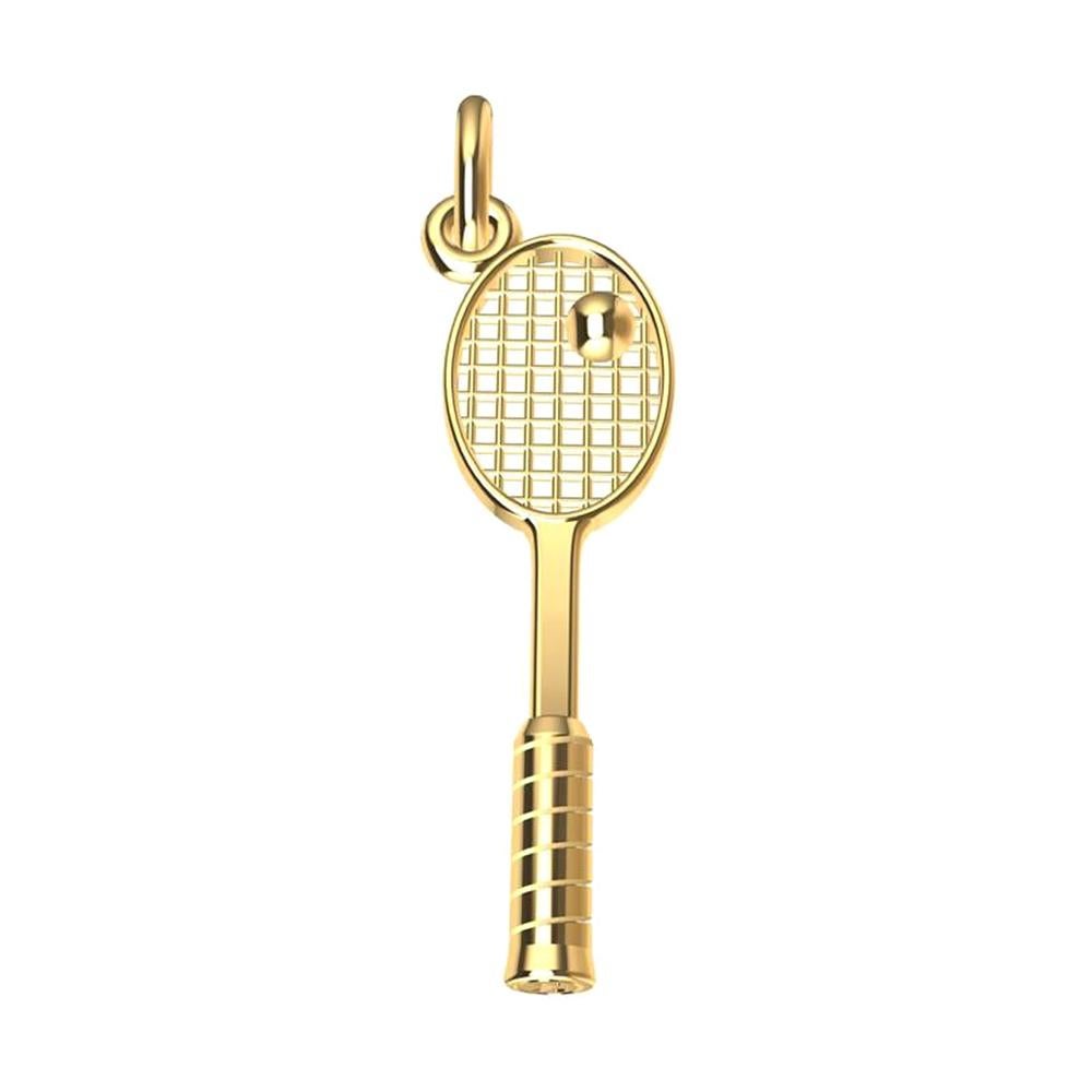 18 Karat Yellow Gold Tennis Racket Charm For Sale