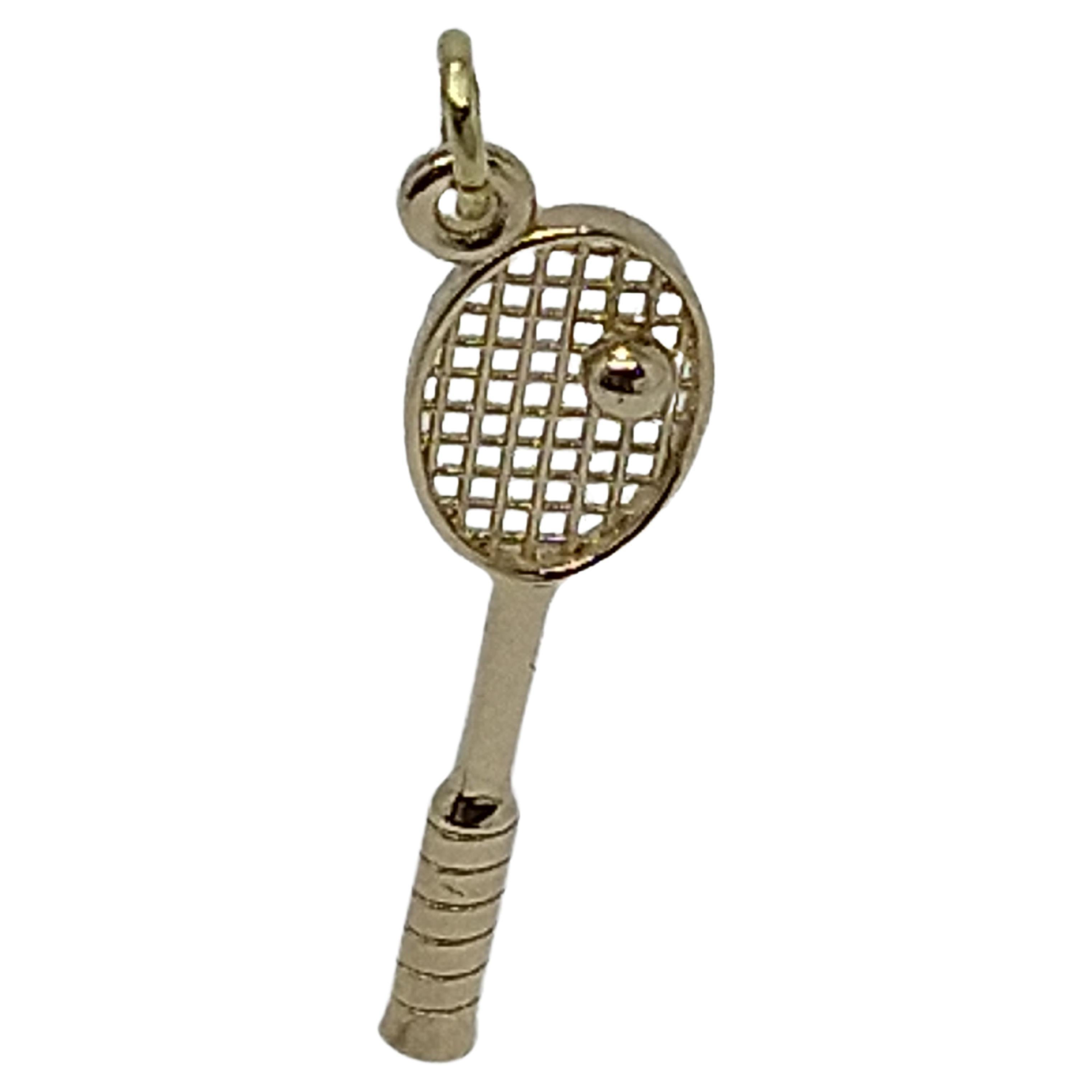 18 Karat Yellow Gold Tennis Racket Charm