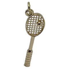Raquette de tennis breloque en or jaune 18 carats