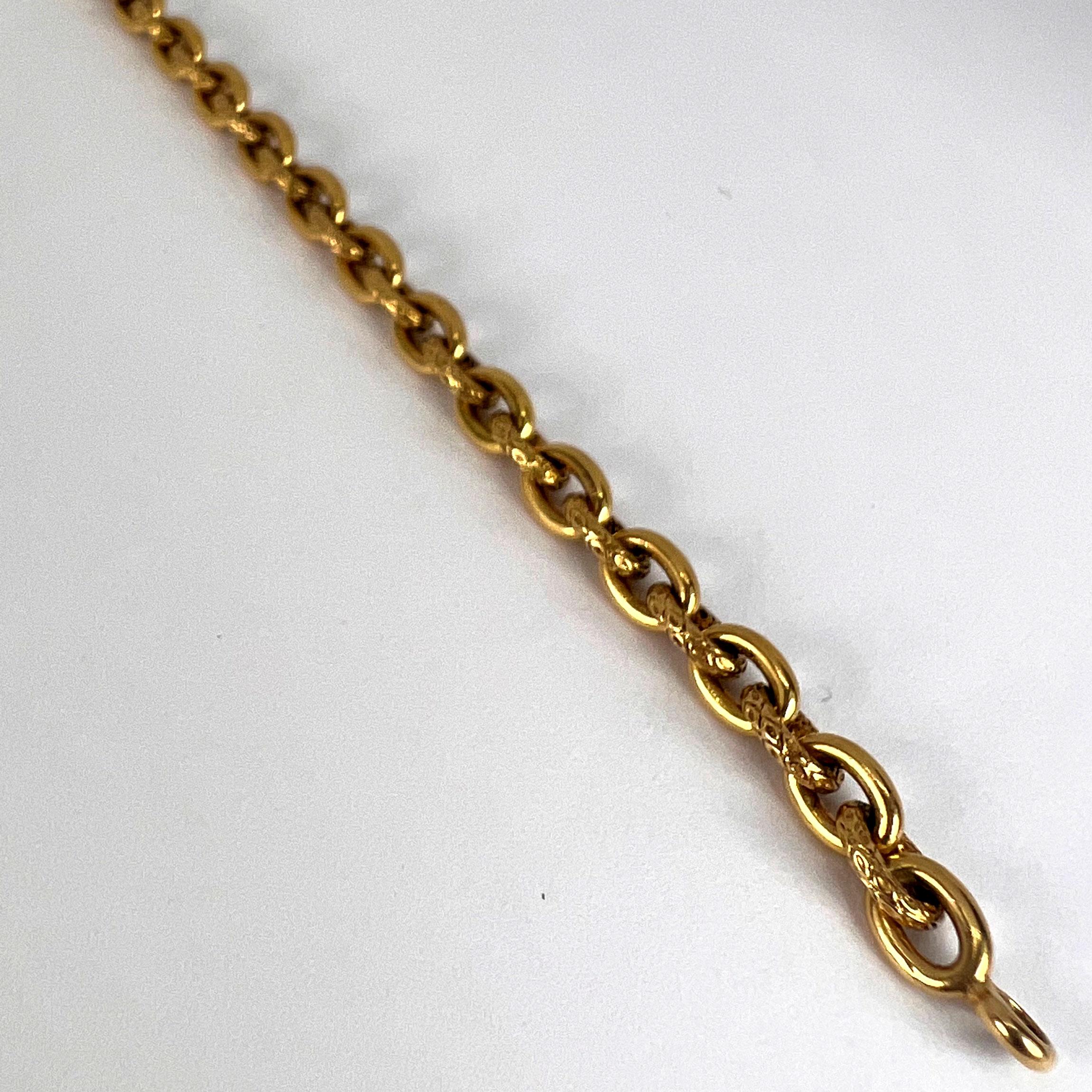 18 Karat Yellow Gold Textured Cable Link Bracelet For Sale 7