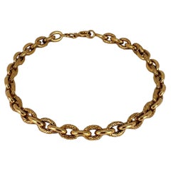 18 Karat Yellow Gold Textured Cable Link Bracelet