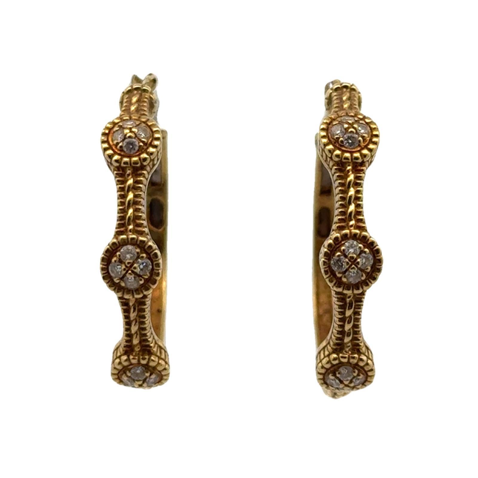 Créoles station créoles en or jaune 18 carats texturé et diamants Pour femmes en vente