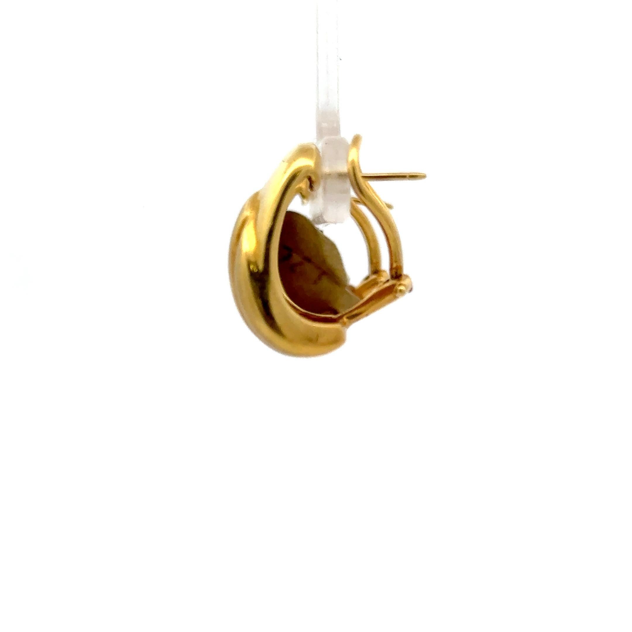 18 Karat Yellow Gold Textured Groove Hoop Drop Earrings 13.7 Grams 0.75 Inches For Sale 1