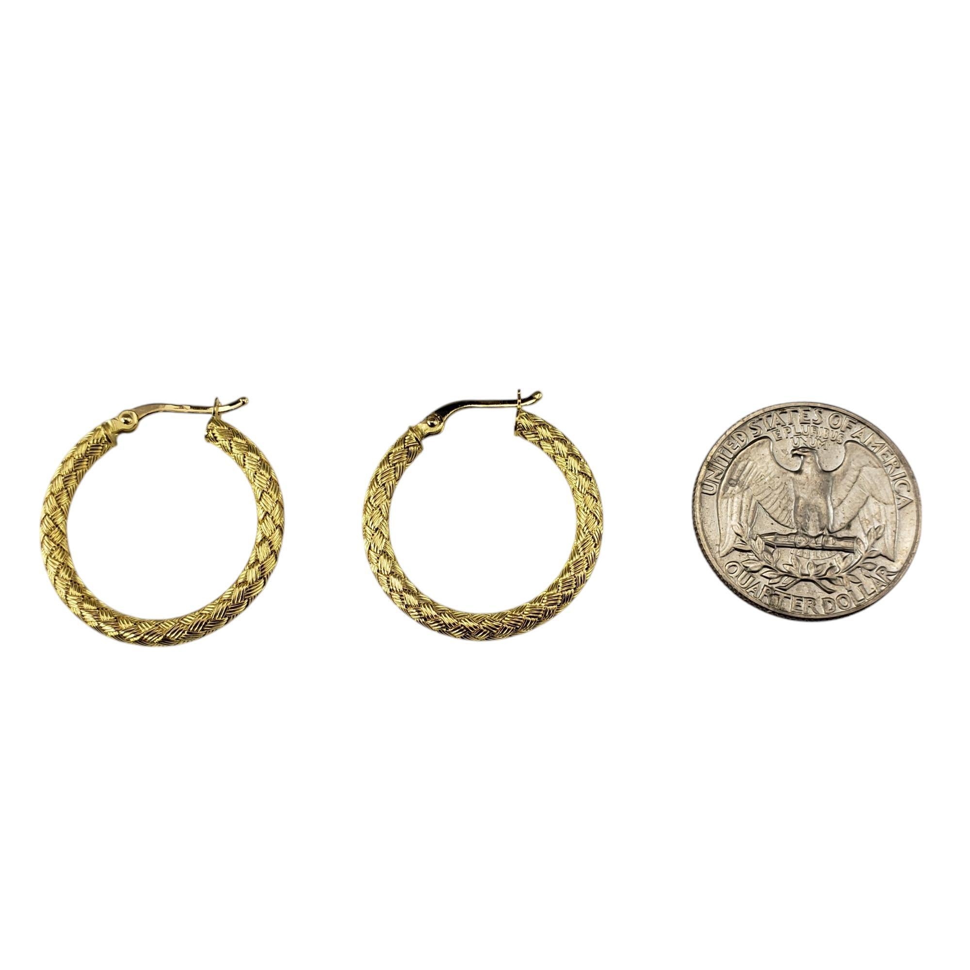 Women's 18 Karat Yellow Gold Textured Hoop Earrings #19900 For Sale