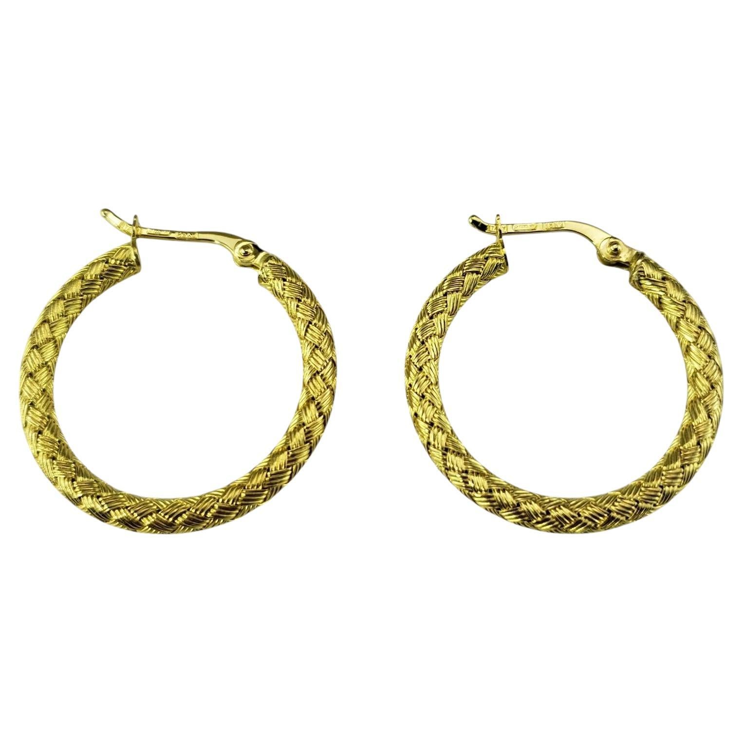 18 Karat Yellow Gold Textured Hoop Earrings #19900