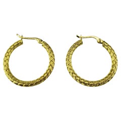 18 Karat Yellow Gold Textured Hoop Earrings #19900