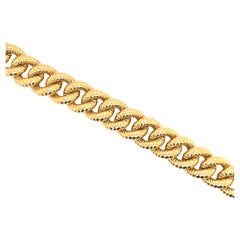 18 Karat Yellow Gold Textured Link Bracelet 34.9 Grams