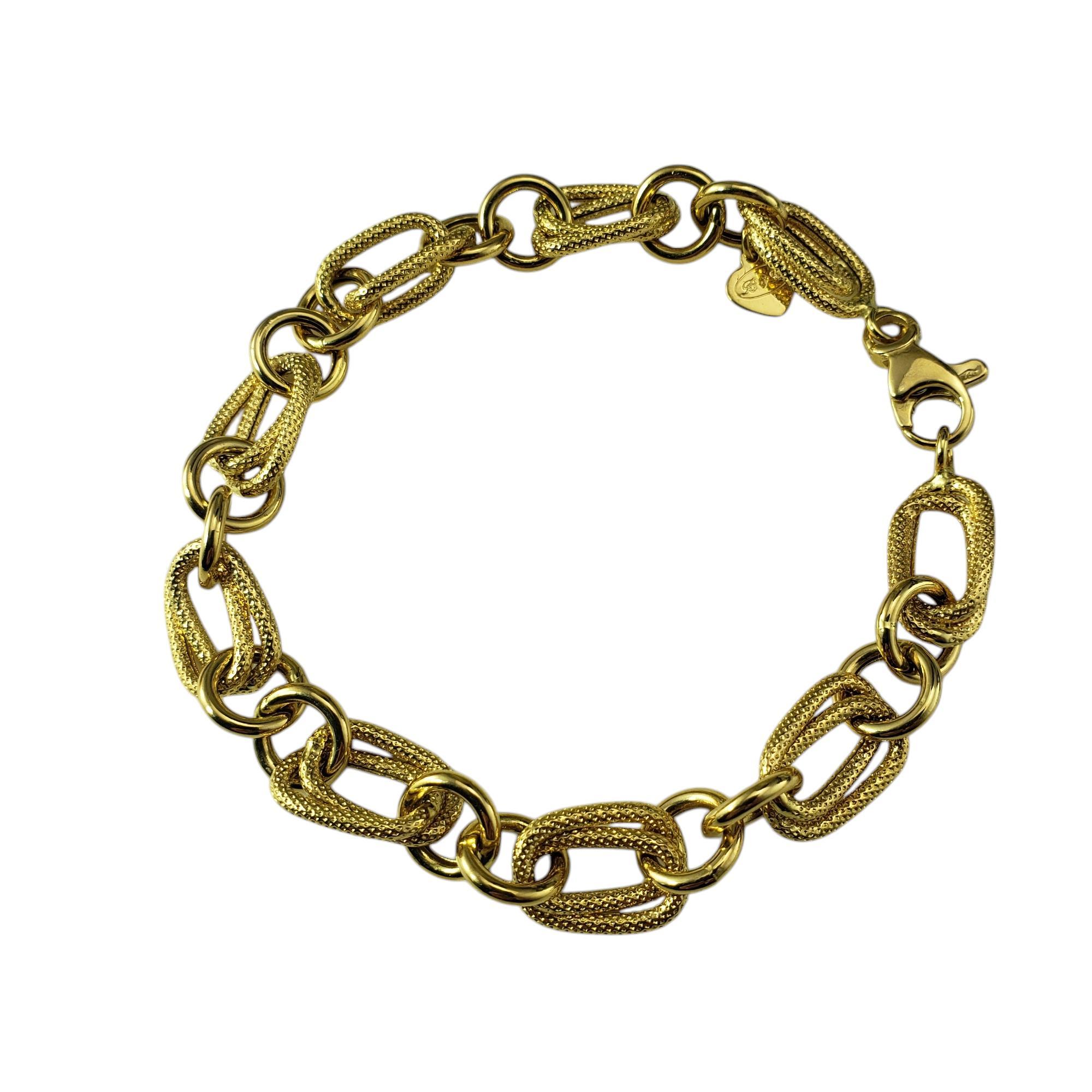 Contemporain Bracelet à maillons ovales et circulaires texturé en or jaune 18 carats #20588 en vente