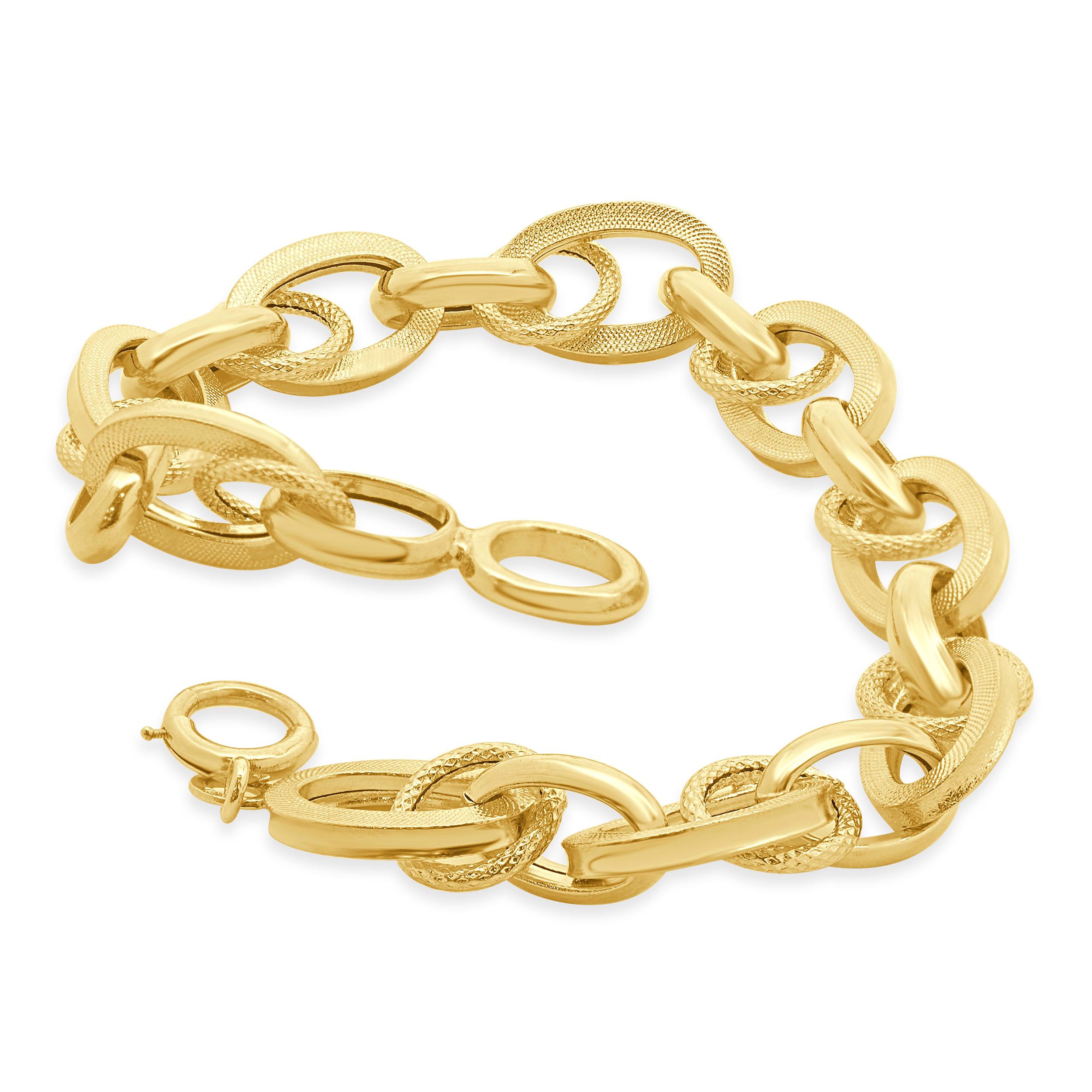 Pulsera de eslabones ovalados texturizados de oro amarillo de 18 quilates en Excelente estado para la venta en Scottsdale, AZ