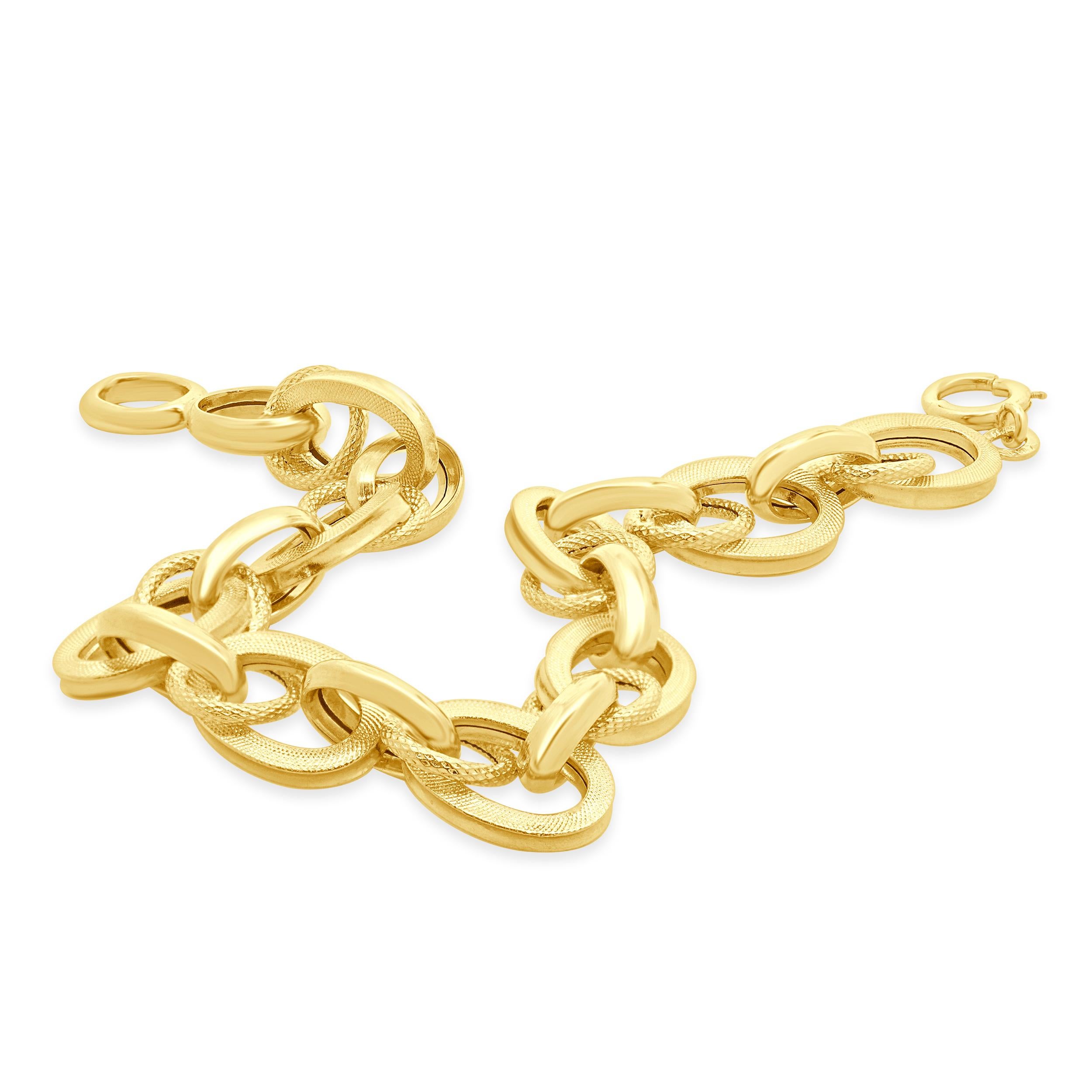 De las mujeres Pulsera de eslabones ovalados texturizados de oro amarillo de 18 quilates en venta