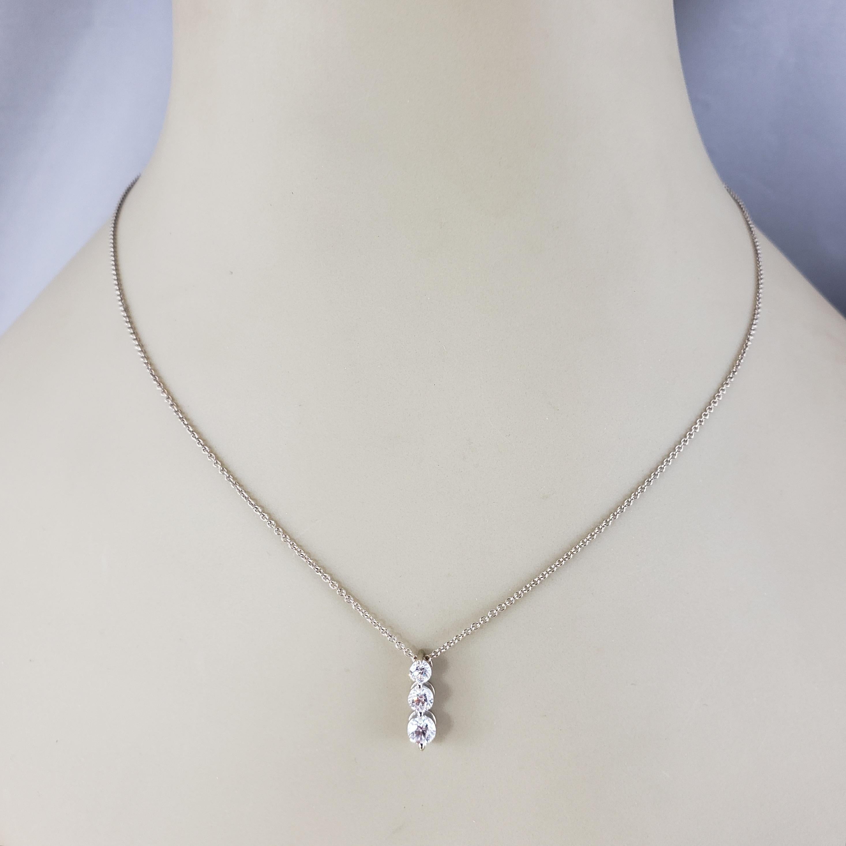 Women's 18 Karat Yellow Gold Three Diamond Pendant Necklace #19755 For Sale