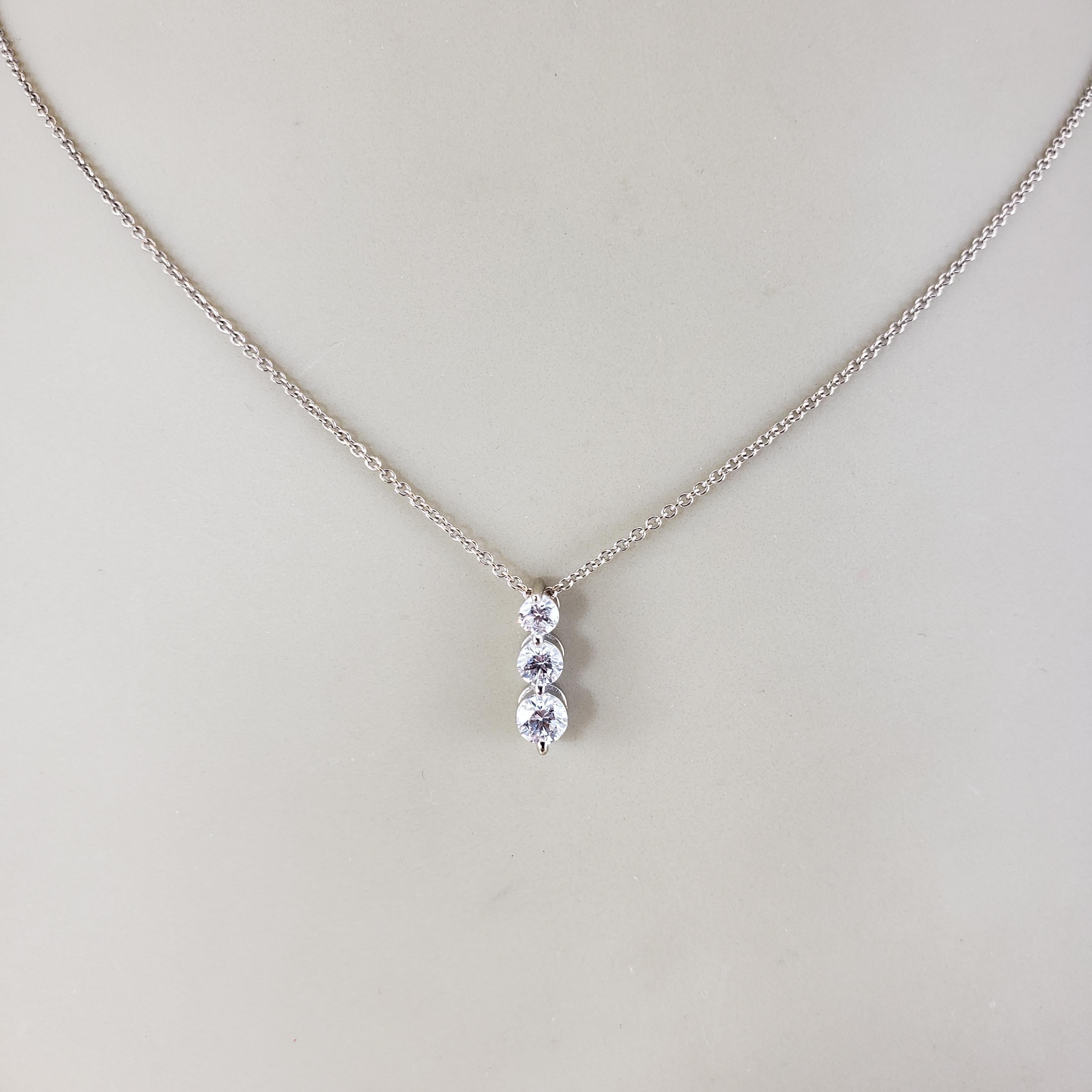 18 Karat Yellow Gold Three Diamond Pendant Necklace #19755 For Sale 1