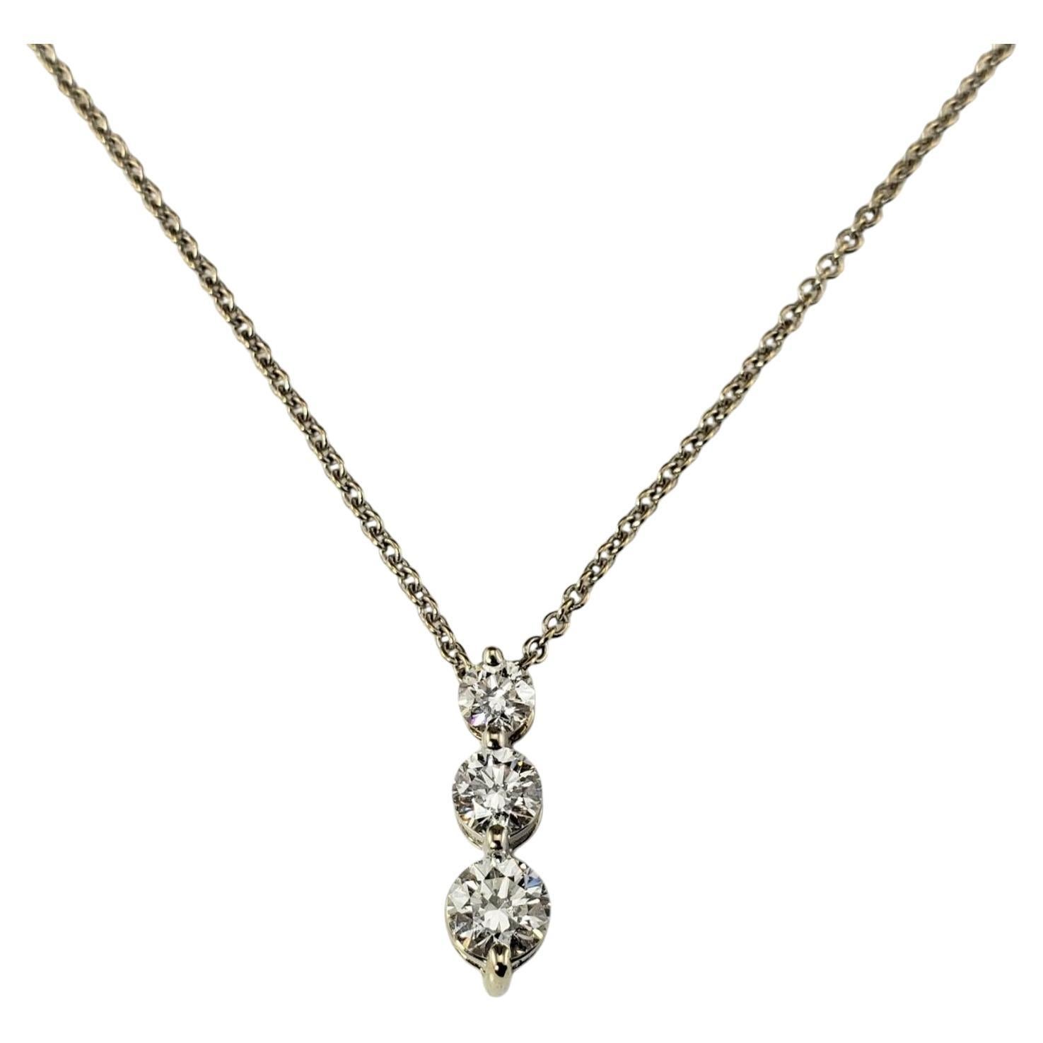 18 Karat Yellow Gold Three Diamond Pendant Necklace #19755