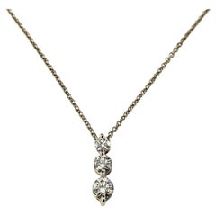 18 Karat Yellow Gold Three Diamond Pendant Necklace #19755
