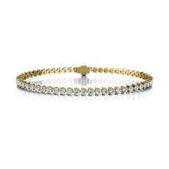 18 Karat Yellow Gold Three Prongs Diamond Tennis Bracelet '3 Carat'