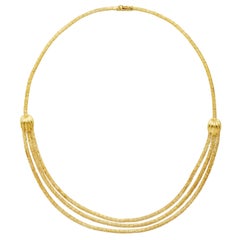 18 Karat Yellow Gold Three-Strand Bib Necklace