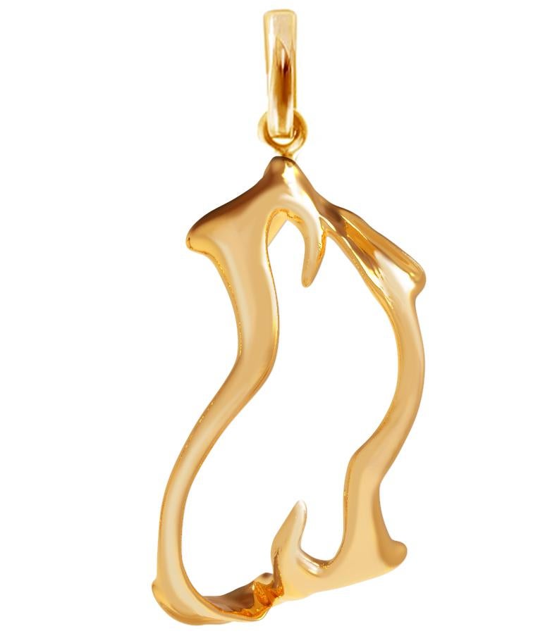 Eighteen Karat Yellow Gold Tibetan Drop Pendant Necklace with Emerald  For Sale 1