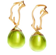 Eighteen Karat Yellow Gold Tibetan Earrings with Detachable Citrine Drops