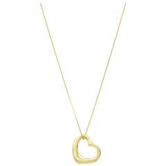18 Karat Yellow Gold Tiffany 
Co Open Heart Pendant Necklace