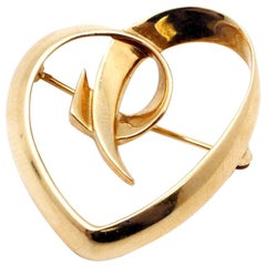 18 Karat Yellow Gold Tiffany & Co. Paloma Picasso Heart Pin