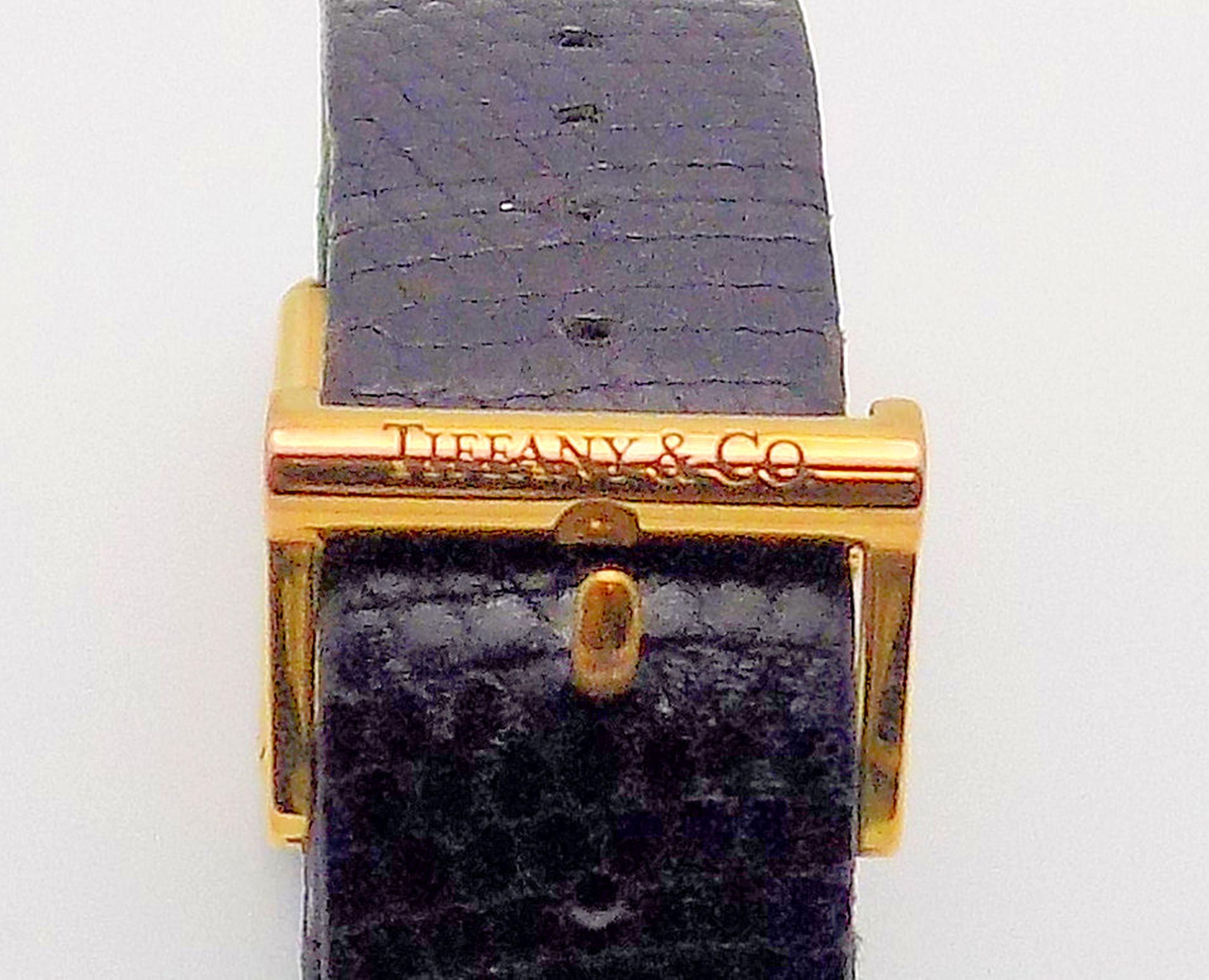 18 Karat Yellow Gold Tiffany & Co. Tank Wristwatch In Good Condition In Dallas, TX