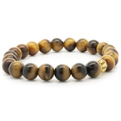 Bracciale con perline con occhio di tigre in oro giallo 18 carati