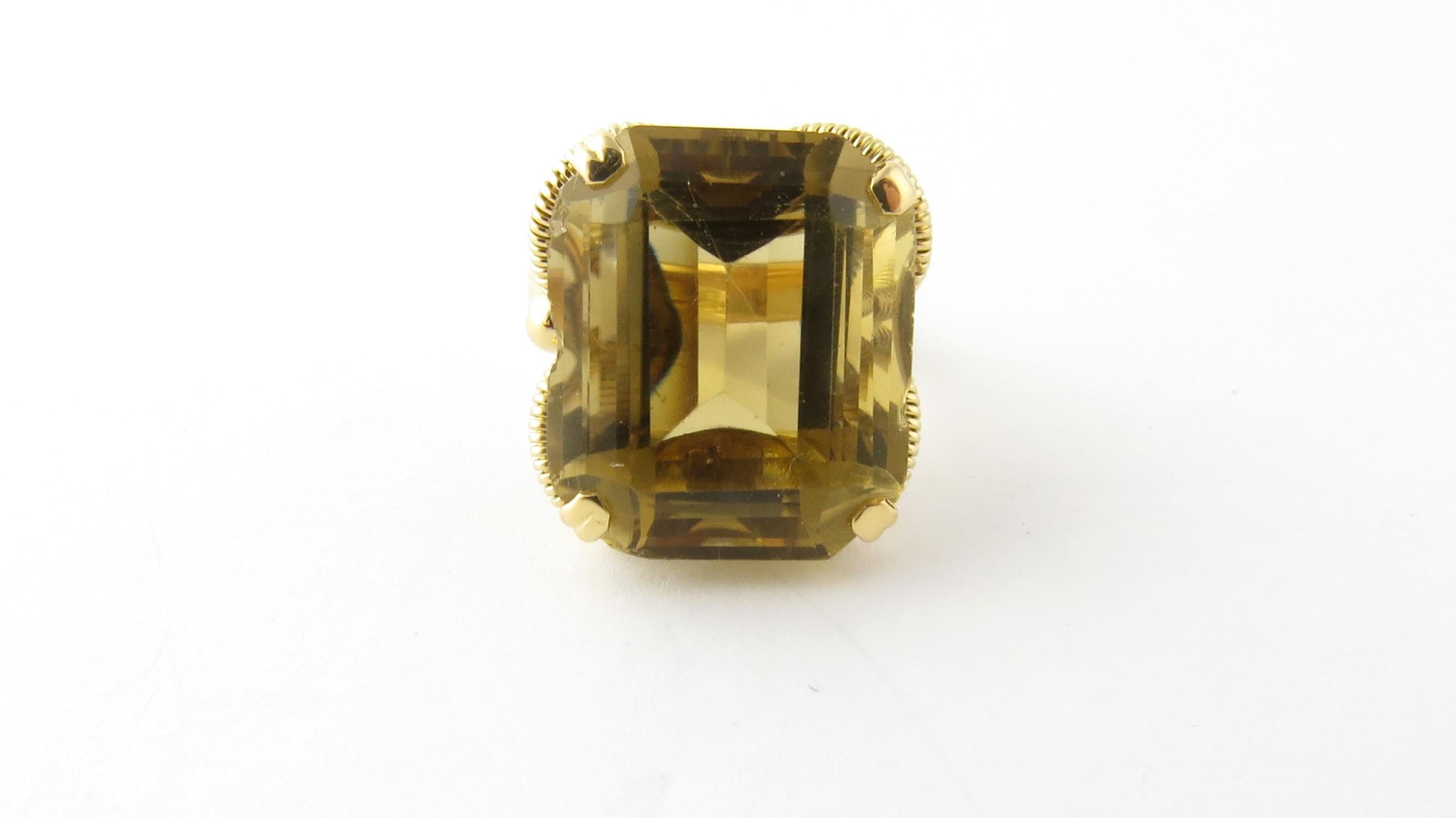 18 Karat Yellow Gold Emerald Cut Certified Genuine Topaz Ring Size 4 1