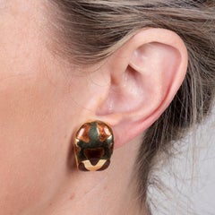 18 Karat Yellow Gold Tortoise Shell Huggie Hoop Earrings