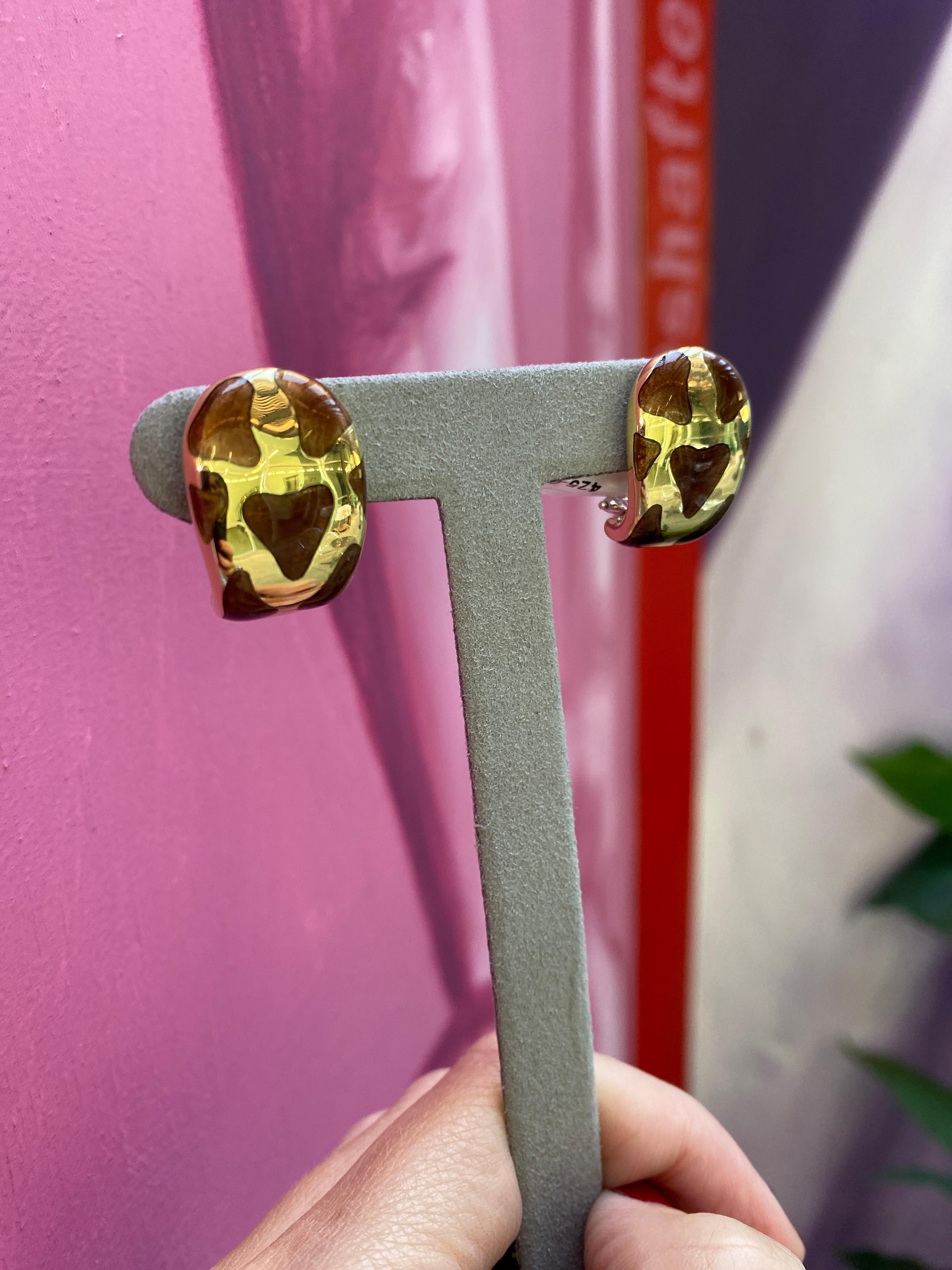 Orecchini a cerchio con guscio di tartaruga in oro giallo 18 carati in vendita 4