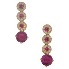 18 Karat Yellow Gold, Tourmaline 10.25 Carat and Diamond 0.68 Carat Earrings