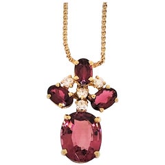 18 Karat Yellow Gold, Tourmaline 4.94 Carat and Diamond 0.12 Carat Necklace 18 Karat Yellow Gold, Tourmaline 4.94 Carat and Diamond 0.12 Carat Necklace