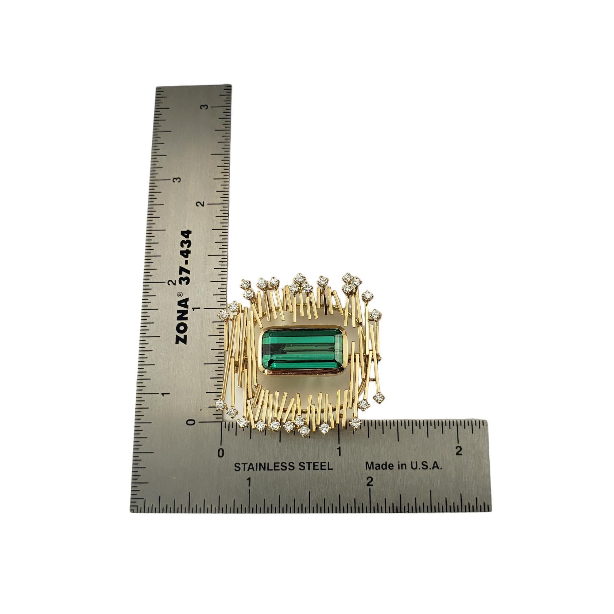 18 Karat Yellow Gold Tourmaline and Diamond Brooch/Pendant #17894 For Sale 2