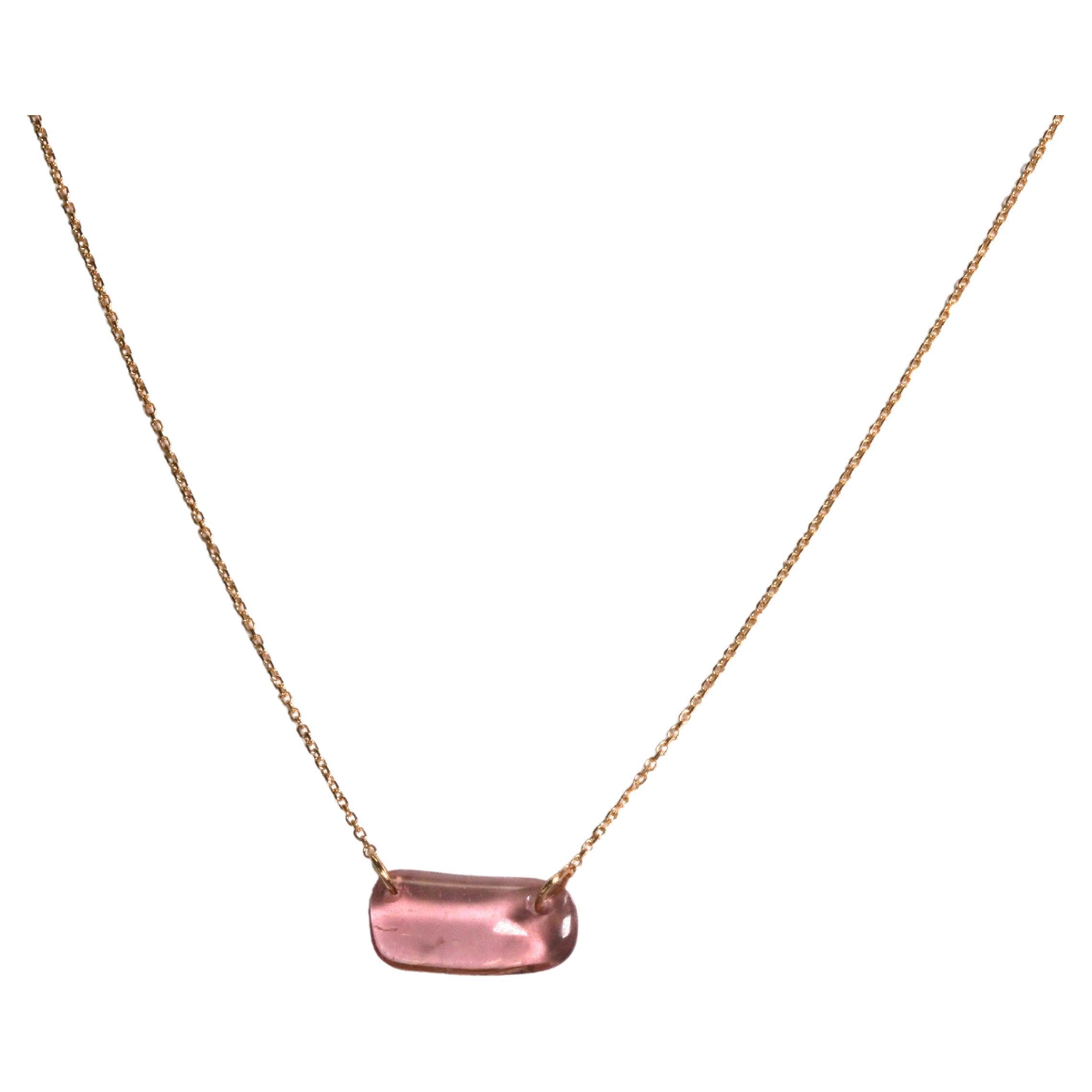 18 Karat Yellow Gold Tourmaline Rubellite Necklace