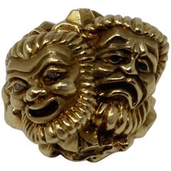 comedy tragedy ring 18 Karat Yellow Gold Tragedy and Comedy Ring