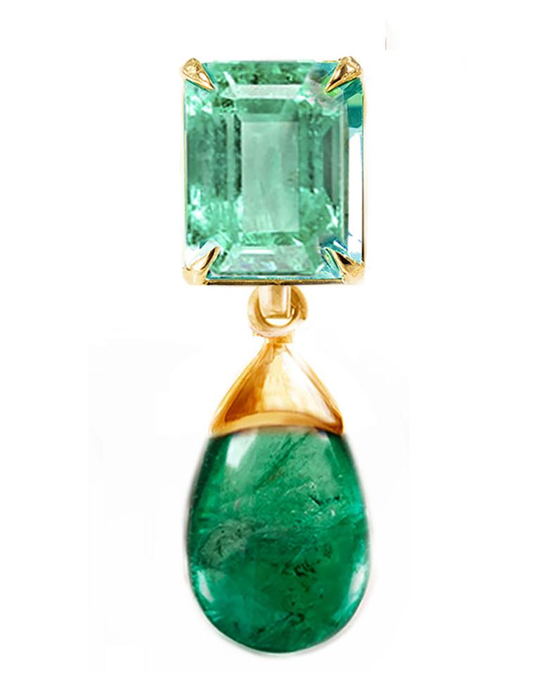 Contemporain Collier pendentif contemporain en or jaune 18 carats avec émeraudes vertes en vente
