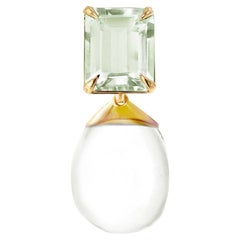 Collana con ciondolo a goccia Transformer in oro giallo a diciotto carati e quarzo menta