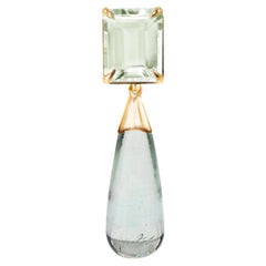 Eighteen Karat Yellow Gold Transformer Drop Pendant Necklace with Tourmaline