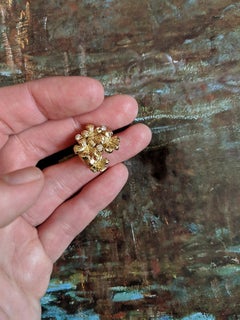 18K Yellow Gold Transformer Modern Brooch with Diamonds and Amethyst