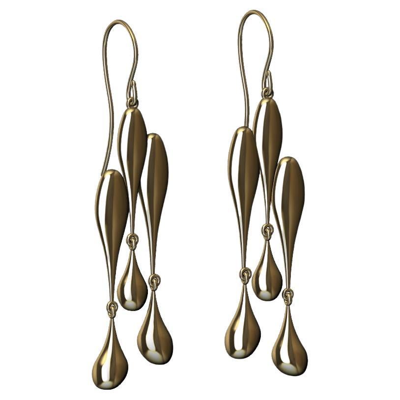 Contemporary 18 Karat Yellow Gold Tri Waterdrop Dangles For Sale