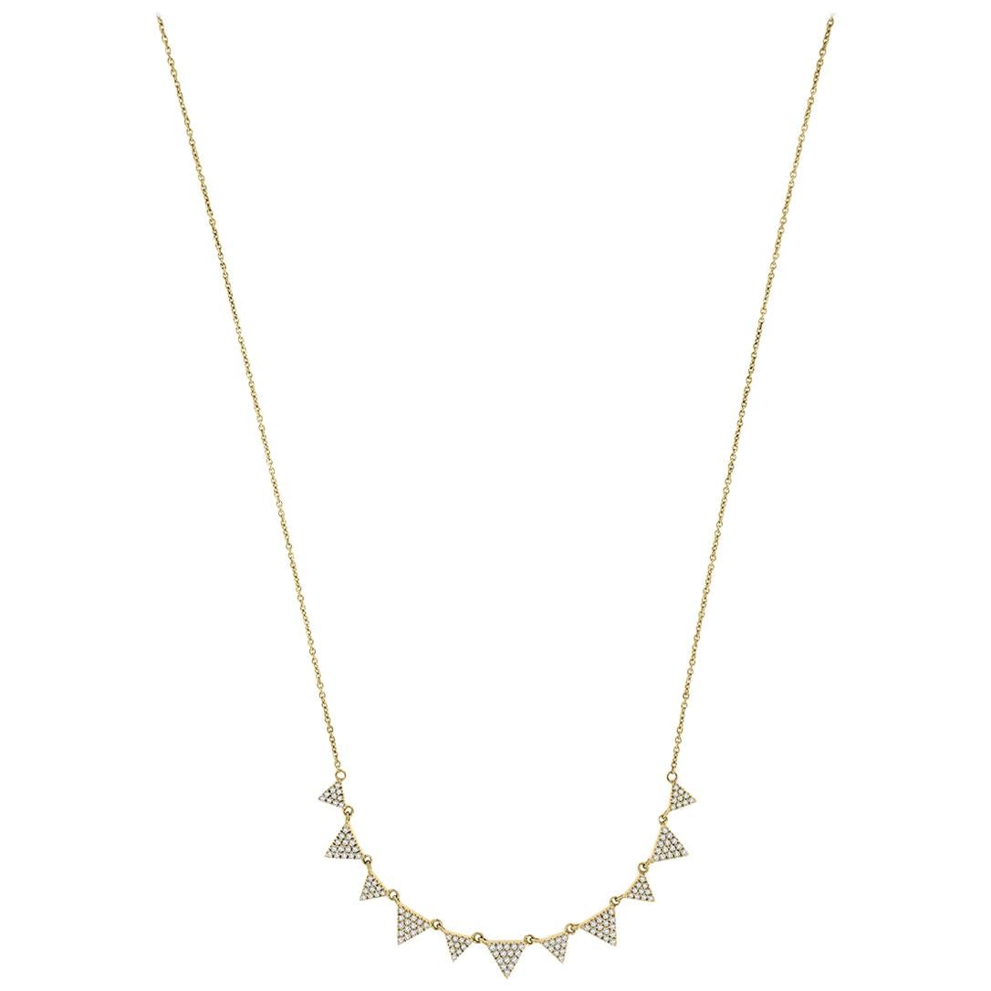 18 Karat Yellow Gold Triangle Diamond Necklace '1/2 Carat' For Sale