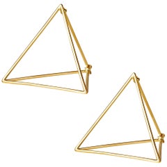 18 Karat Yellow Gold Triangle Pair Earrings