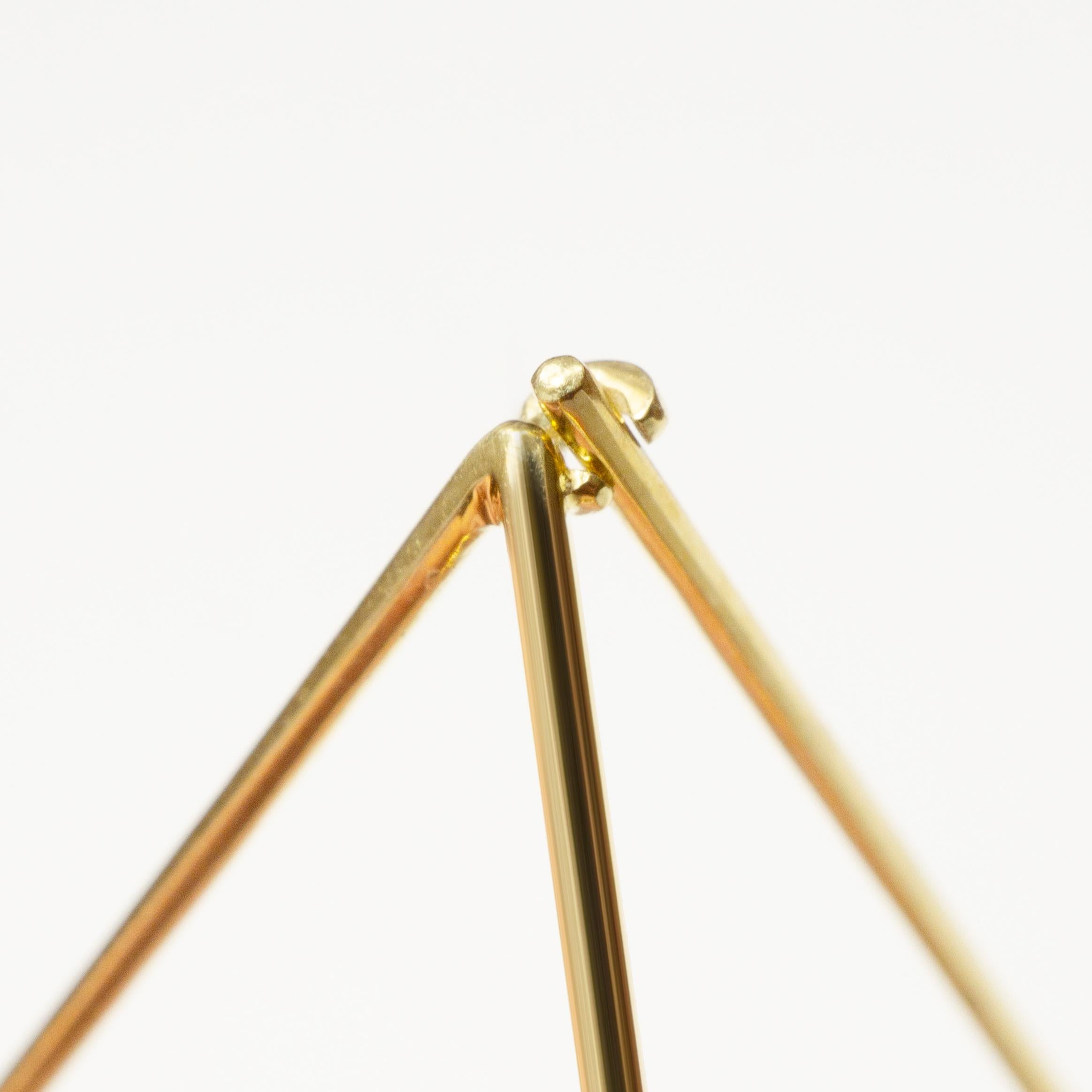 Women's or Men's 18 Karat Yellow Gold Triangle Pair of Earrings For Sale
