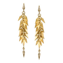 18 Karat Yellow Gold Trickling Stardust Dangle Earrings