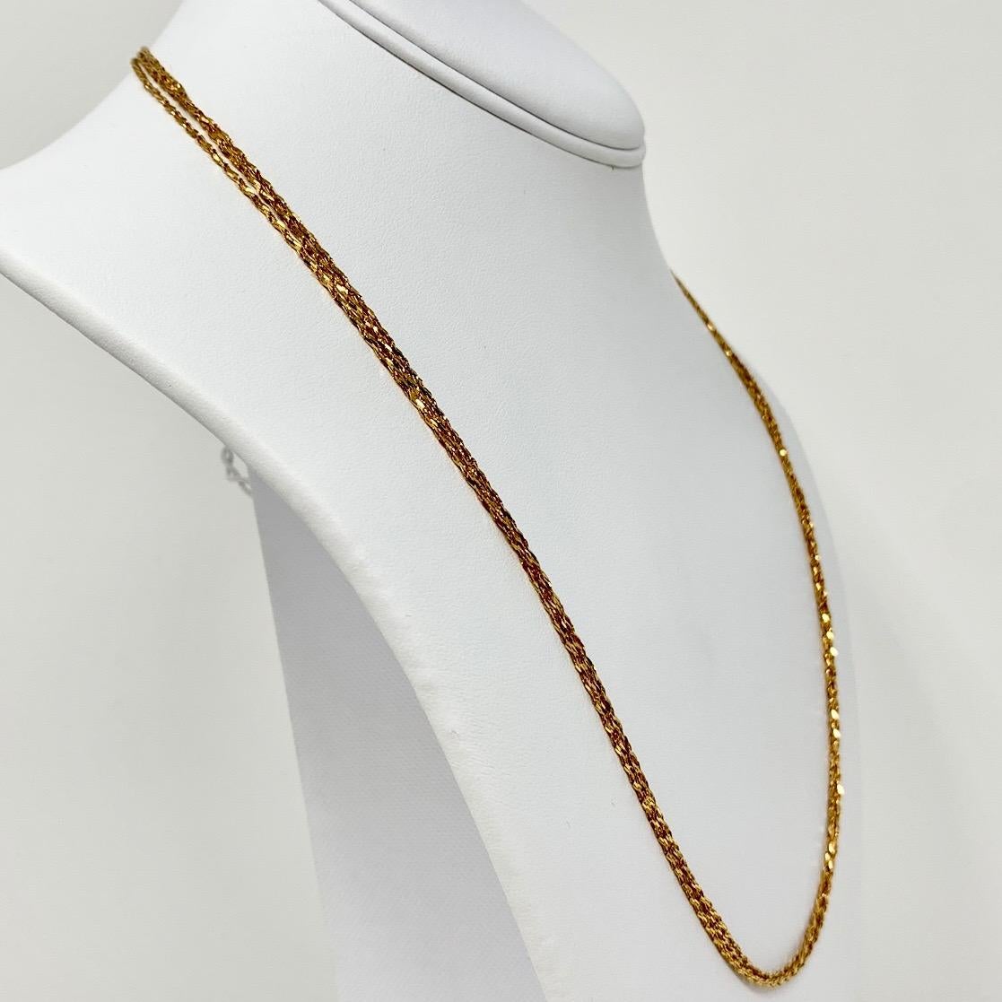 18k Yellow Gold Triple Strand Diamond Cut Link Chain Necklace Milor Italy 22