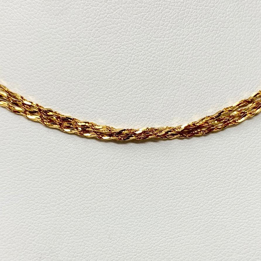 18 Karat Yellow Gold Triple Strand Diamond Cut Milor Necklace In Good Condition In Guilford, CT